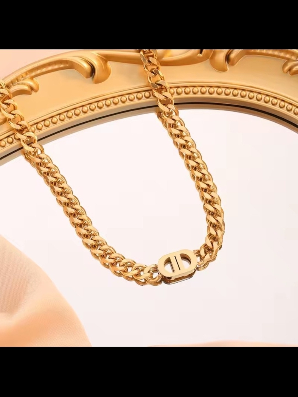 stainless steel with 18k gold plating Chain Necklace and Bracelet Set - Picture 2 of 4